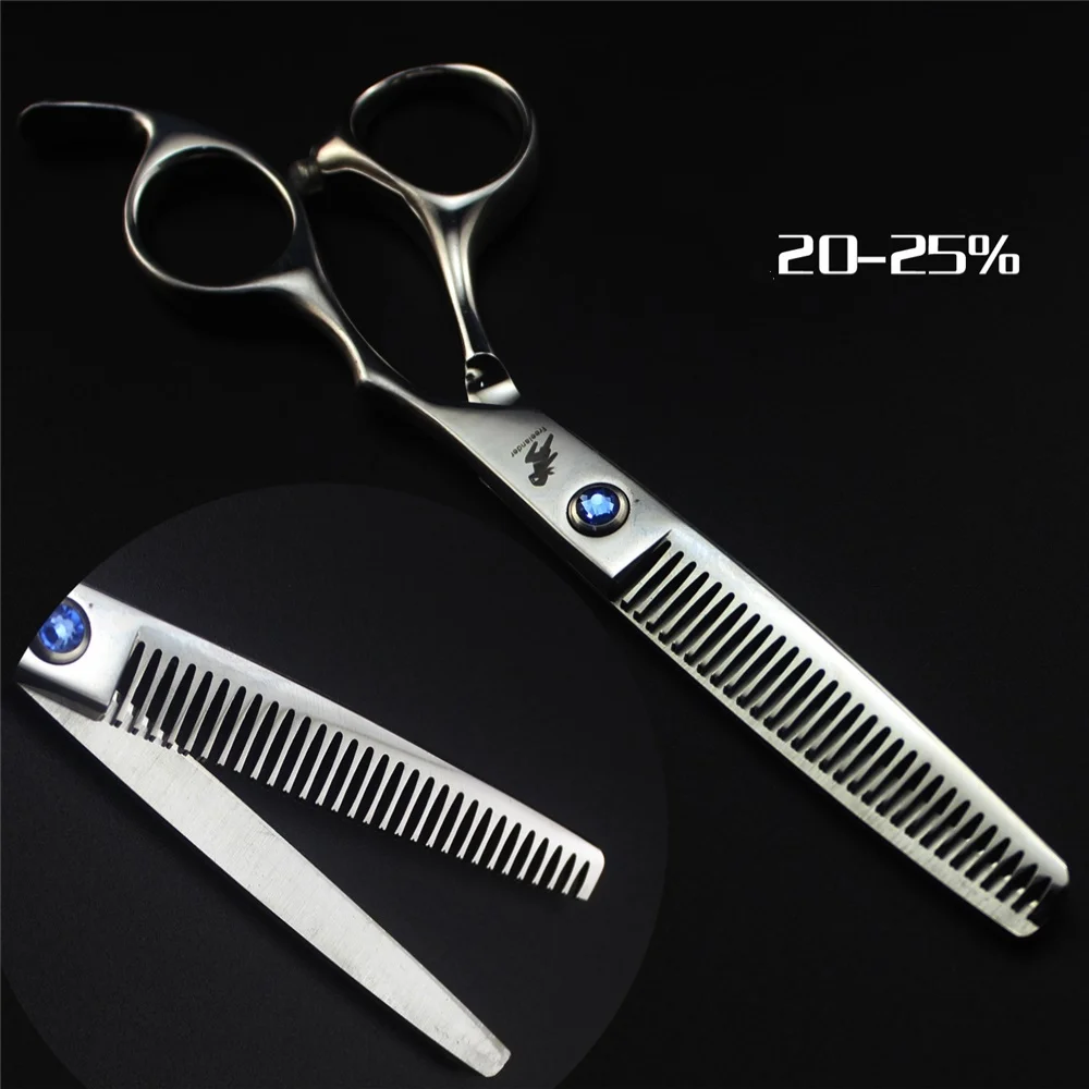 V-shaped Teeth 6,0 дюймовые ножницы для ухода за питомцем и кошкой, Профессиональные парикмахерские ножницы, акула/рога/зубчатое лезвие, 18%-60 - Цвет: V-shaped Teeth