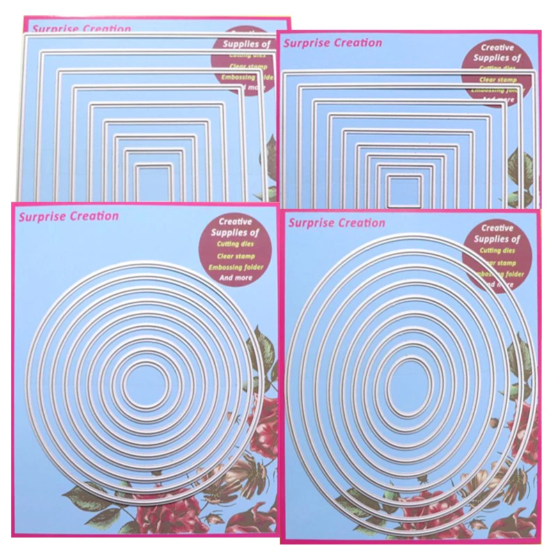 4-Set Basic Cutting dies прямоугольные квадратные круглые и овальные формы для изготовления открыток и скрапбукинга DIY Craft трафарет