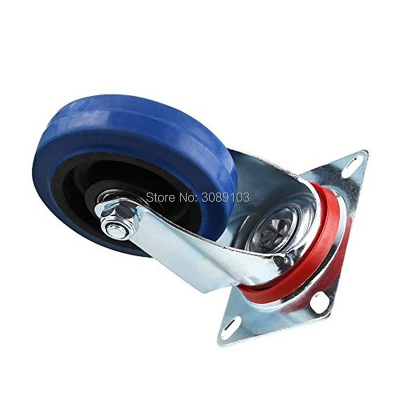 4 шт. 3 дюймовое среднее резиновое колесо синее с тормозом|rubber caster wheels|caster wheelwheels with