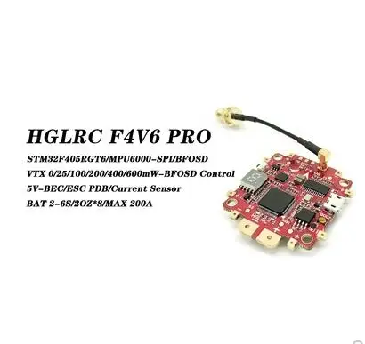 

HGLRC F4 V6PRO flight control with 5.8G 48CH switchable transmitter 5V BEC OSD PDB
