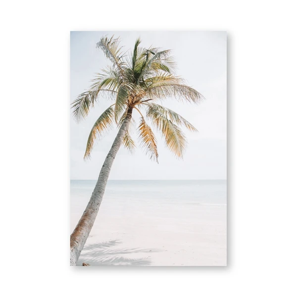 Постер с тропическим пляжем и пальмами настенная Картина на холсте принтом