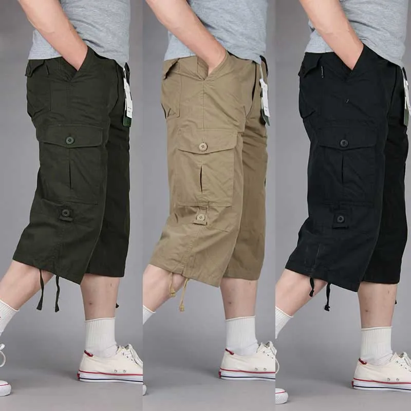 Летние Шорты карго для мужчин повседневные хлопковые пляжные шорты с