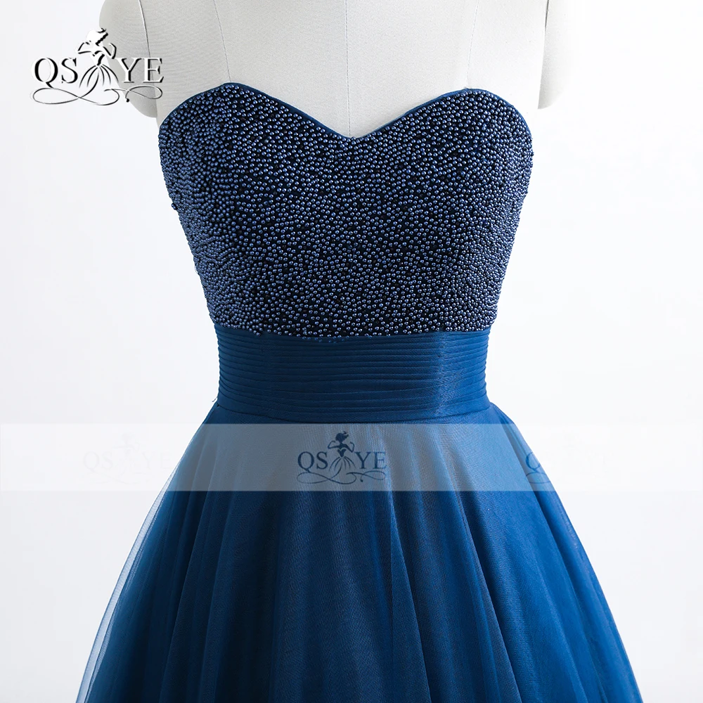 Темно-синие длинные платья для выпускного вечера 2017 Robe de Soiree Бисероплетение