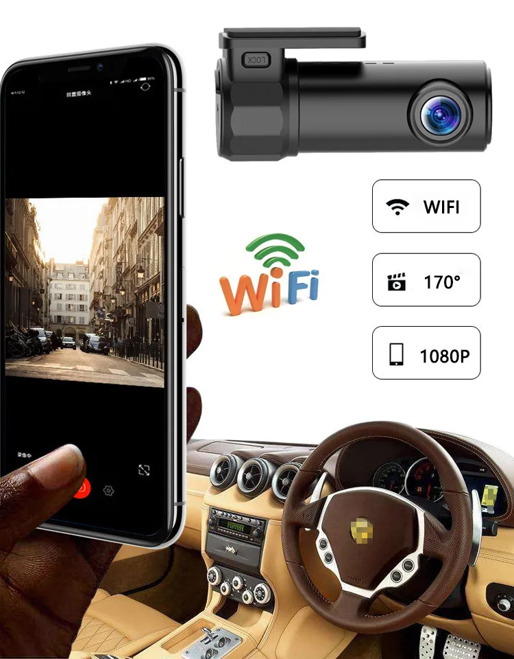 Оригинальный скрытый Автомобильный видеорегистратор с Wi Fi HD 1080p ночное видение 170