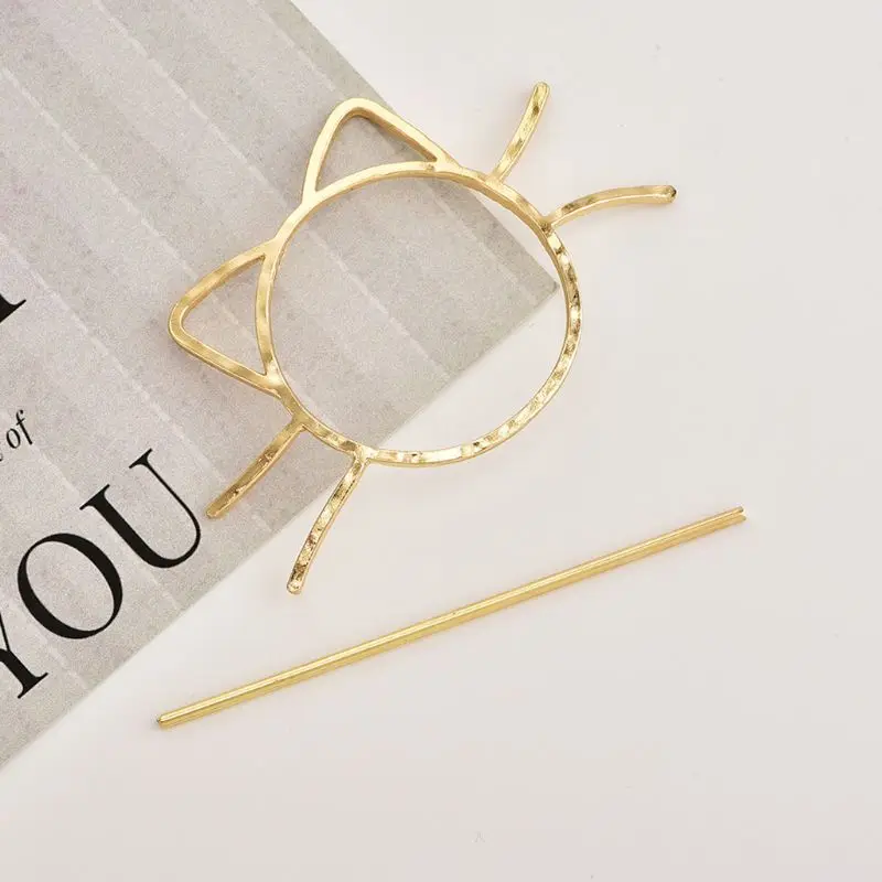 Женская заколка для волос Meow Cat с геометрическим рисунком металлическая шали