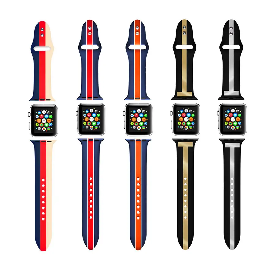 Силиконовый ремешок для Apple Watch band 44 мм 40 мм iWatch band 42 мм 38 мм спортивный ремень браслет correas Apple watch 5 4 3 2 аксессуары