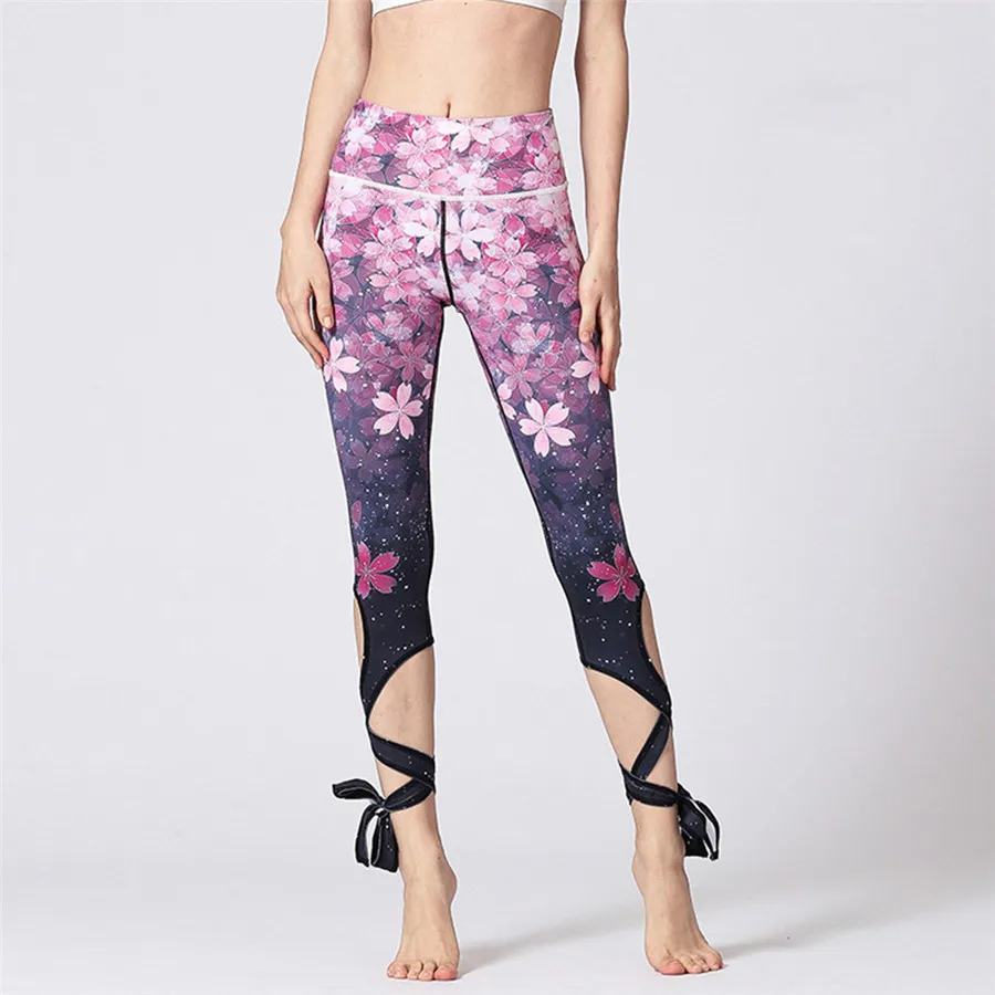 Розовый ladies yoga pants push up printed sweatpants tight-fitting high waist and hip yoga leggings yoga pants woman 40J8 - Цвет: Розовый