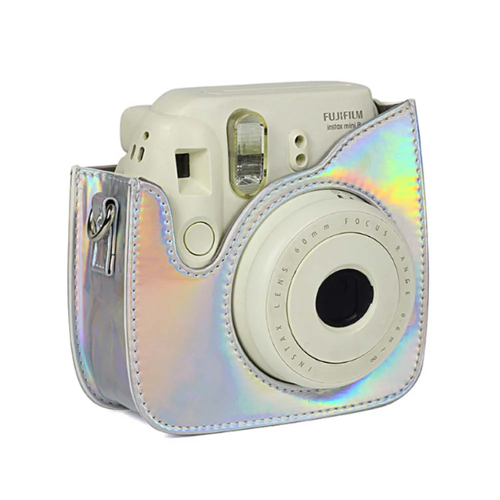 JINSERTA из искусственной кожи чехол сумка для Fujifilm Instax Mini 9 Mini 8 камера голографическая сияющая Лазерная мгновенная камера плечевой ремень