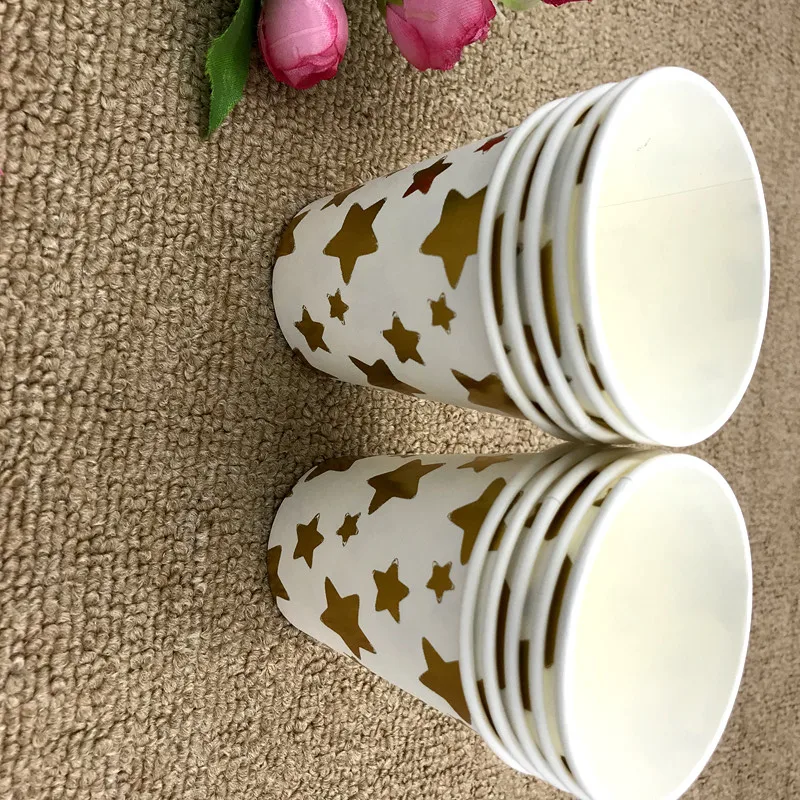 10 шт./лот Gold Star чашки дети день рождения поставки Baby Shower Золотая Звезда стеклянная чашки звезды бумажные стаканчики золотыми звездами стекло