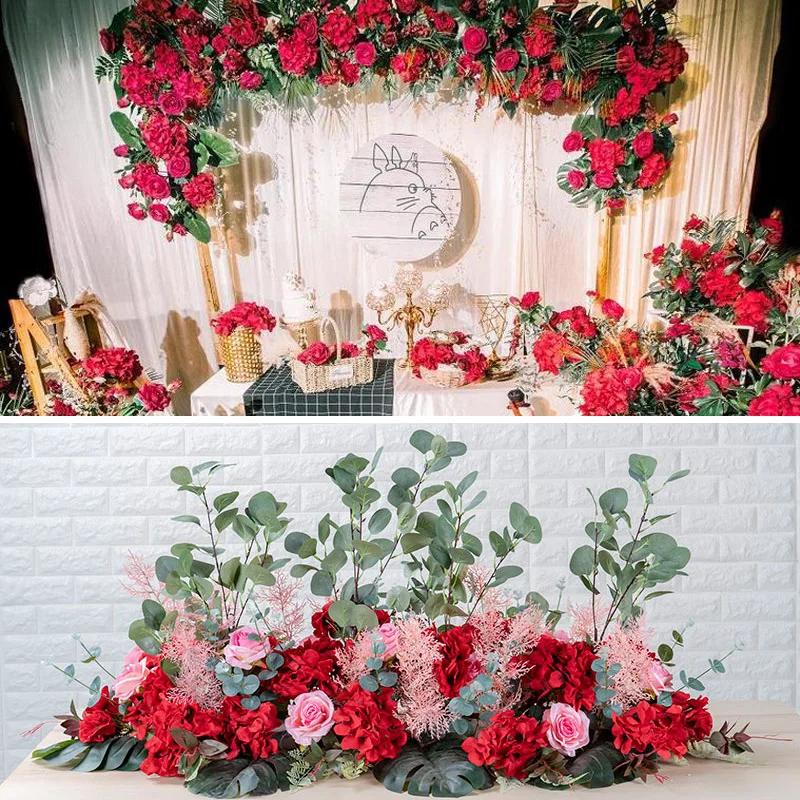 

Artificial Silk Rose Row DIY Wedding Road Guide T Station Arch Decoration Artificial Flower Opening Studio Props Dress Up Flower
