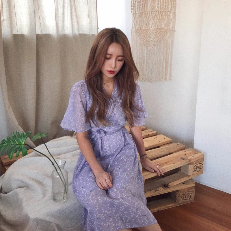 BGTEEVER богемное летнее платье с принтом женское кружевное коротким рукавом миди из