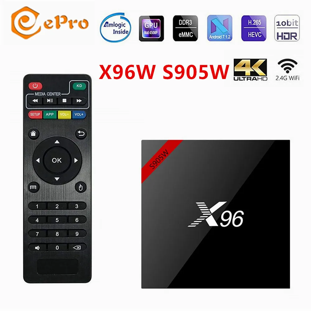 X96 X96W S905W Android 7 1 Смарт ТВ приставка Amlogic четырехъядерный 1G/8G 2G/16G Bluetooth Поддержка 2 4G
