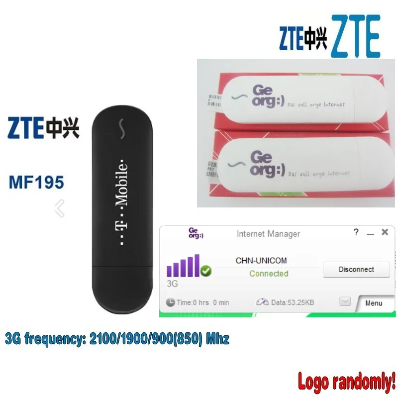 Набор из 100 шт. ZTE MF195 3G USB Datacard доставка Dhl логотип случайным образом | Компьютеры и