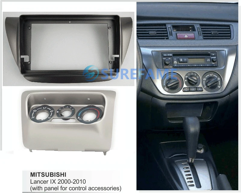 9inch Car Fascia Radio Panel for MITSUBISHI Lancer IX 2000-2010 Dash Kit Install Facia Console Bezel Adapter 9inch Plate Cover