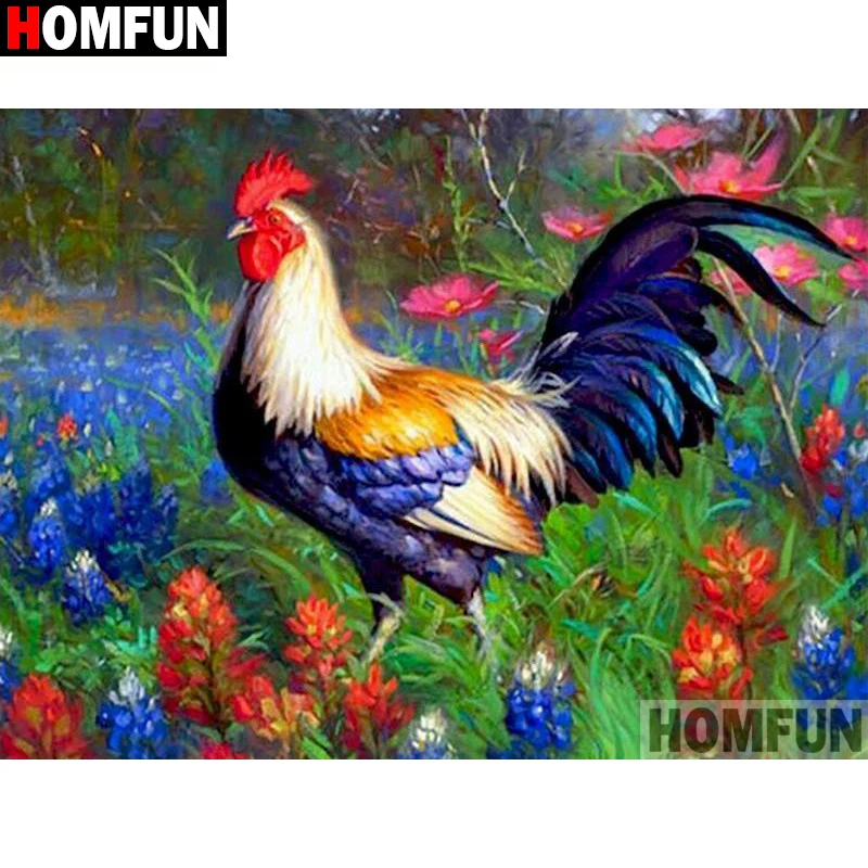 Алмазная живопись HOMFUN A18210 алмазная вышивка животное курица цветок