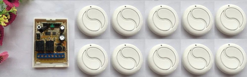 DC12V 10A 2CH RF беспроводной переключатель системы дистанционного управления 10 шт. круговые Передатчики + DC24V приемник с кнопкой обучения