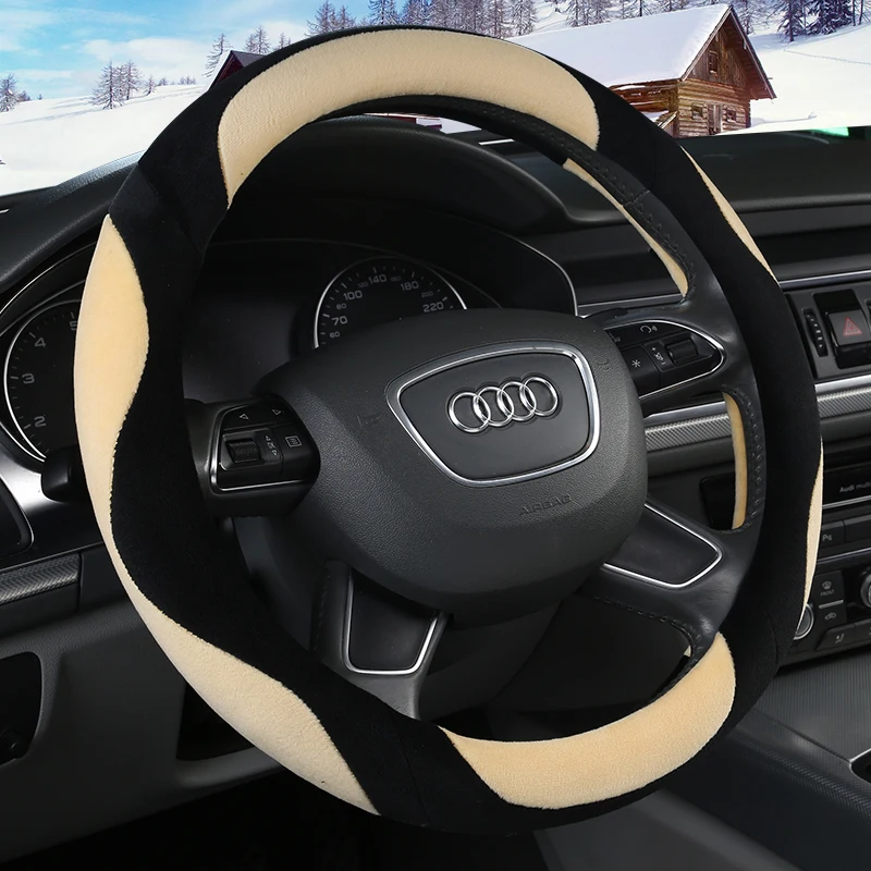 Универсальные автомобильные Плюшевые Чехлы на руль Нескользящие прочные