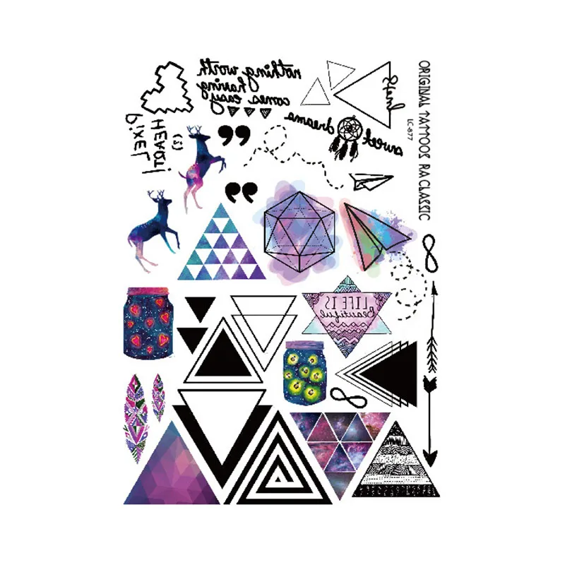 1pcs Fashion Tattoo Sticker DIY Body Art Waterproof Colorful Cartoon Diamond Dog Bird Star Leaf Temporary Cute Stickers | Игрушки и