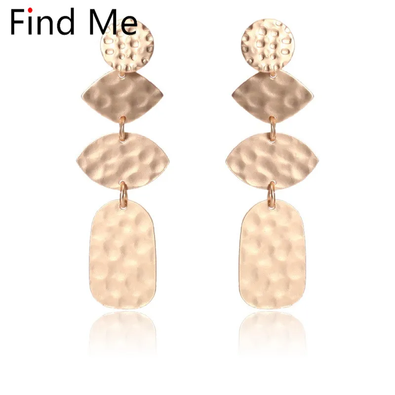 Женские серьги подвески Find Me длинные Винтажные золотистого цвета с неровным