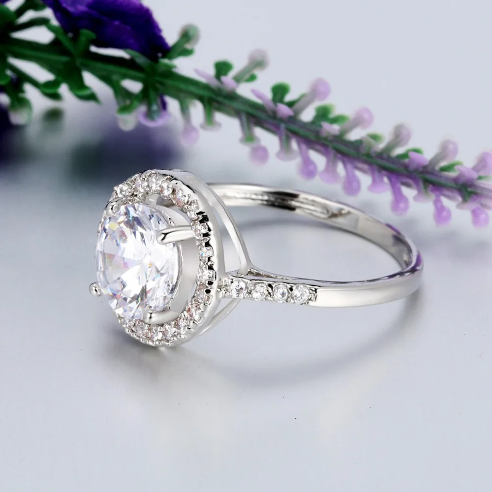 Новое модное свадебное обручальное кольцо с фианитом круглые кольца для женщин