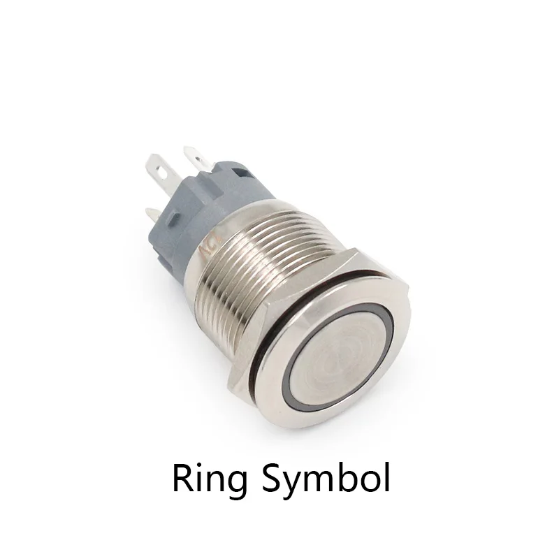 Ring Symbol Тип 19 мм водонепроницаемый выключатель без фиксации металлический дверной звонок из нержавеющей стали звонок рог кнопочный переключатель светодиодный Автомобильный авто двигатель ПК - Цвет: Ring Symbol