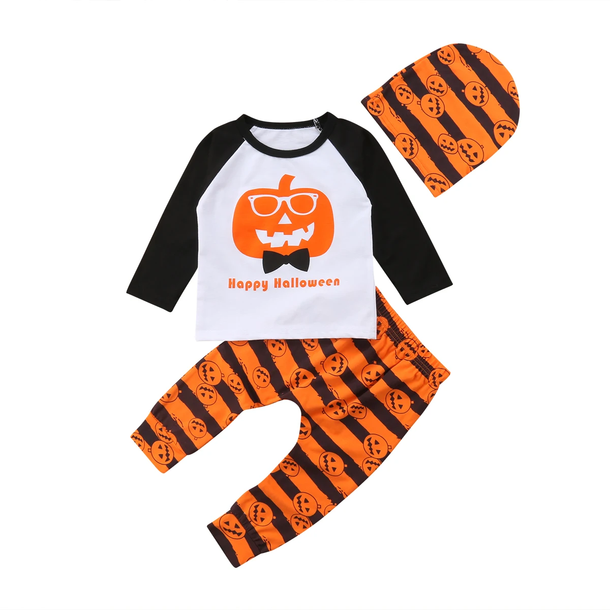 2018 Infant Baby Boy Girls Pumpkin Halloween Costume Clothes T Shirt Striped Pants Leggings Autumn Set Outfit | Детская одежда и