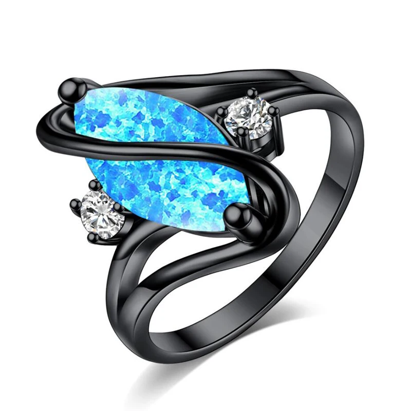 KOFSAC Fashion Shiny Black Gold Rings Unisex Jewelry Different Occasion Charm Opal Horse Eye Ring Female Engagement Accessories | Украшения