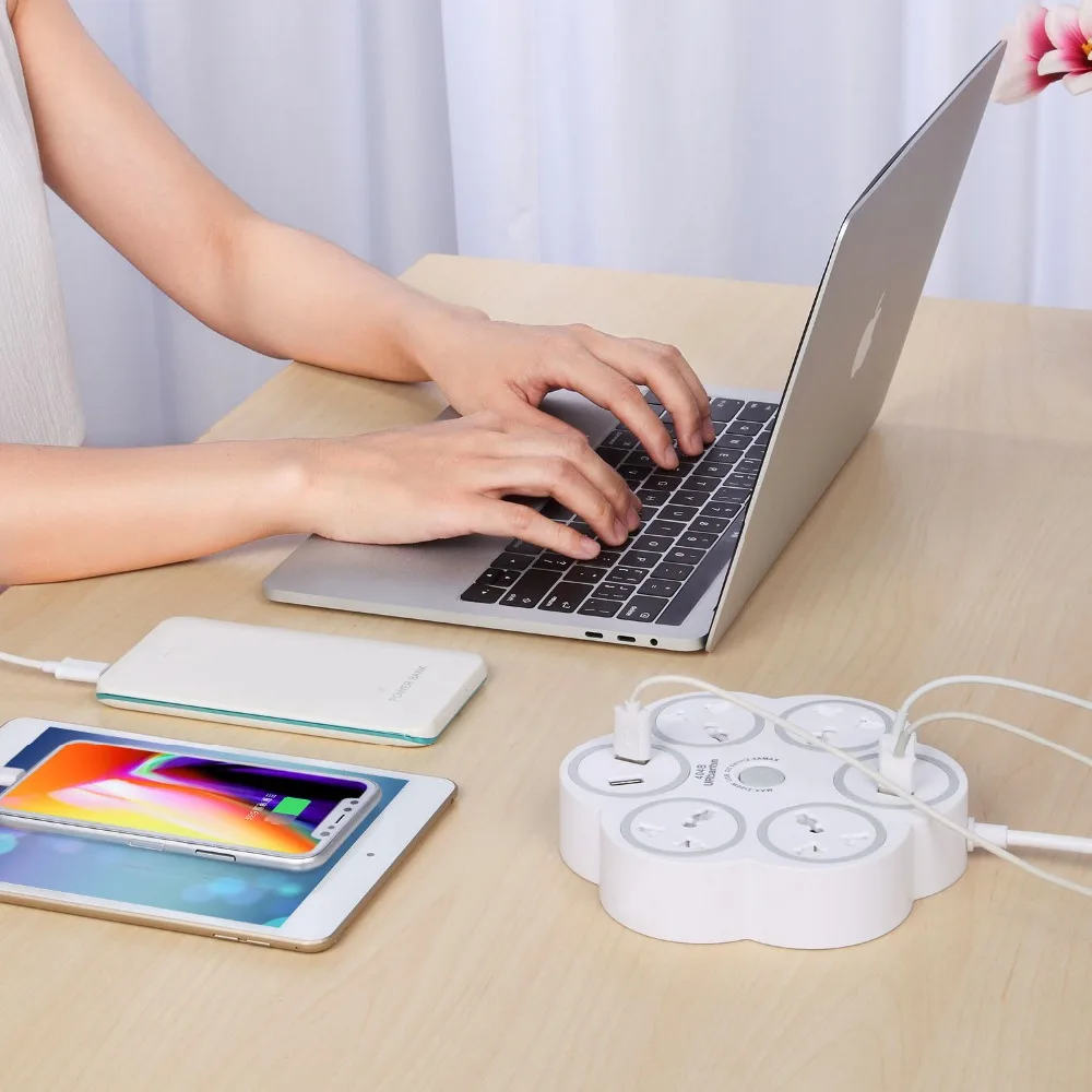 100% Оригинальный умный USB мощность полосы 3 Jack 4 быстрой зарядки бытовой офис