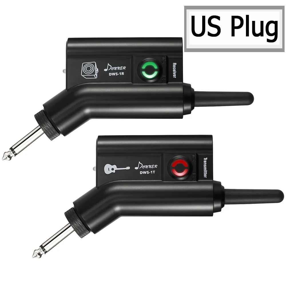 US plug Donner Цифровая беспроводная гитарная система передатчик приемник 60 м Диапазон передачи Встроенный перезаряжаемый литиевый аккумулятор UHF - Цвет: US plug