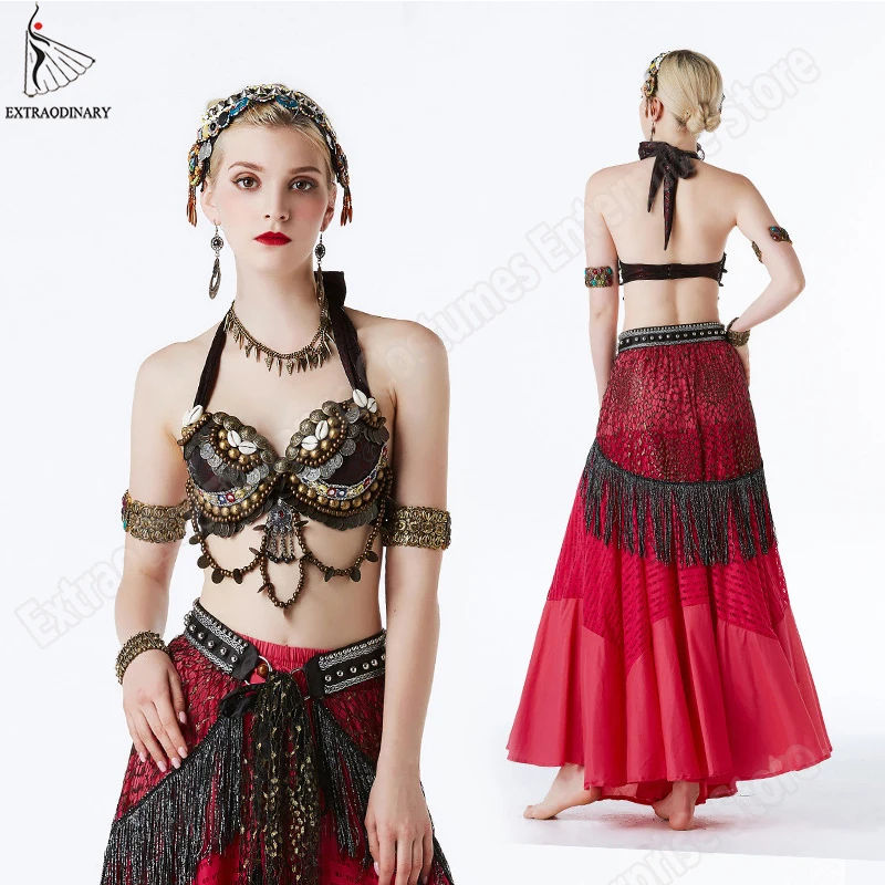 

ATS Tribal Gypsy Hip Scarf Belly Dance Skirt Belt Bra Adjustable Women Handmade Beading Costumes Style Vintage Accessories