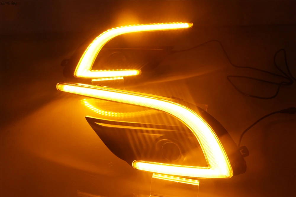 Автомобильный мигающий 2 шт. 12 В ABS светодиодный для Mazda 3 Mazda 3 Axela DRL Дневной ходовой свет Дневной свет с желтым поворотным сигналом