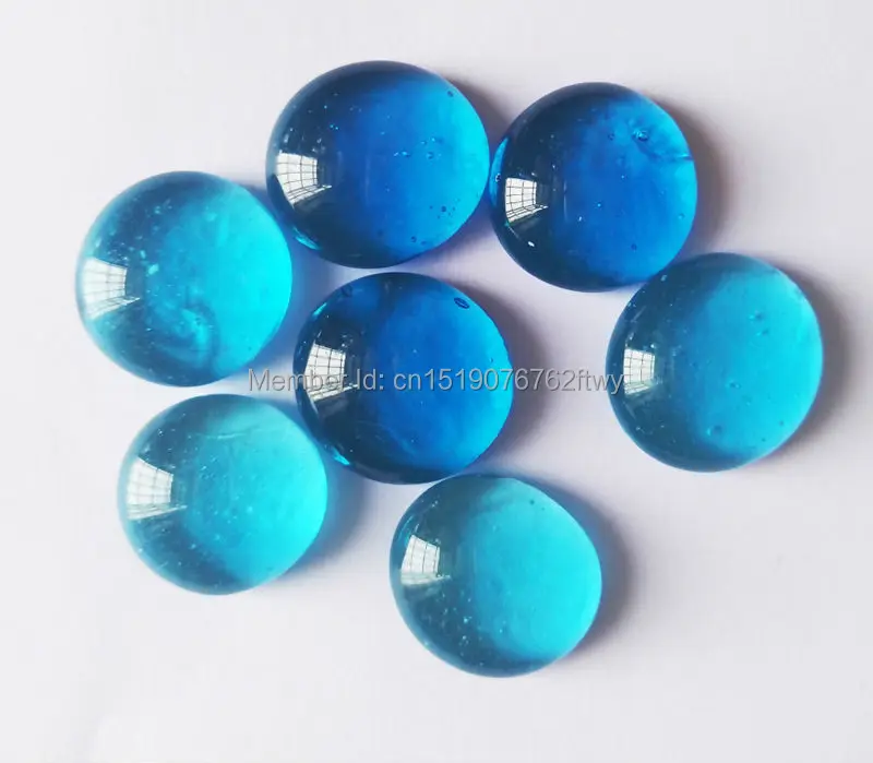 Украшение для дома синие стеклянные шарики 80 шт. плоские блестящие бусины