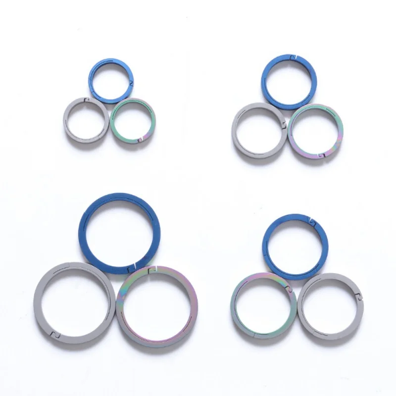 Blue Key Ring Circle Octangle Camping Travel Goods Titanium Alloy EDC Chain Outdoor Portable Keyring Buckle | Спорт и развлечения