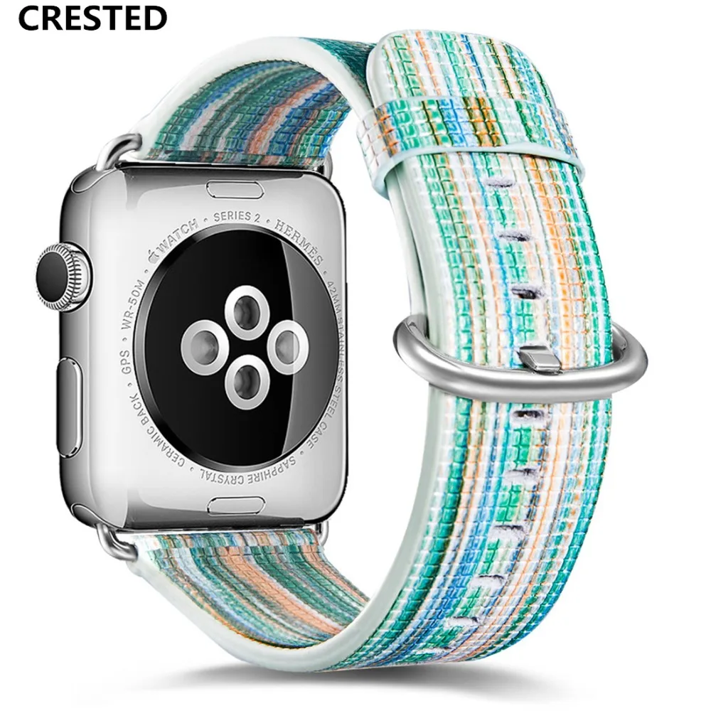 Leathter ремешок для apple watch 5 4 3 44 мм/40 мм с цветочным принтом correa iwatch ремешок 5 42 мм/38 мм браслет ремешок для часов