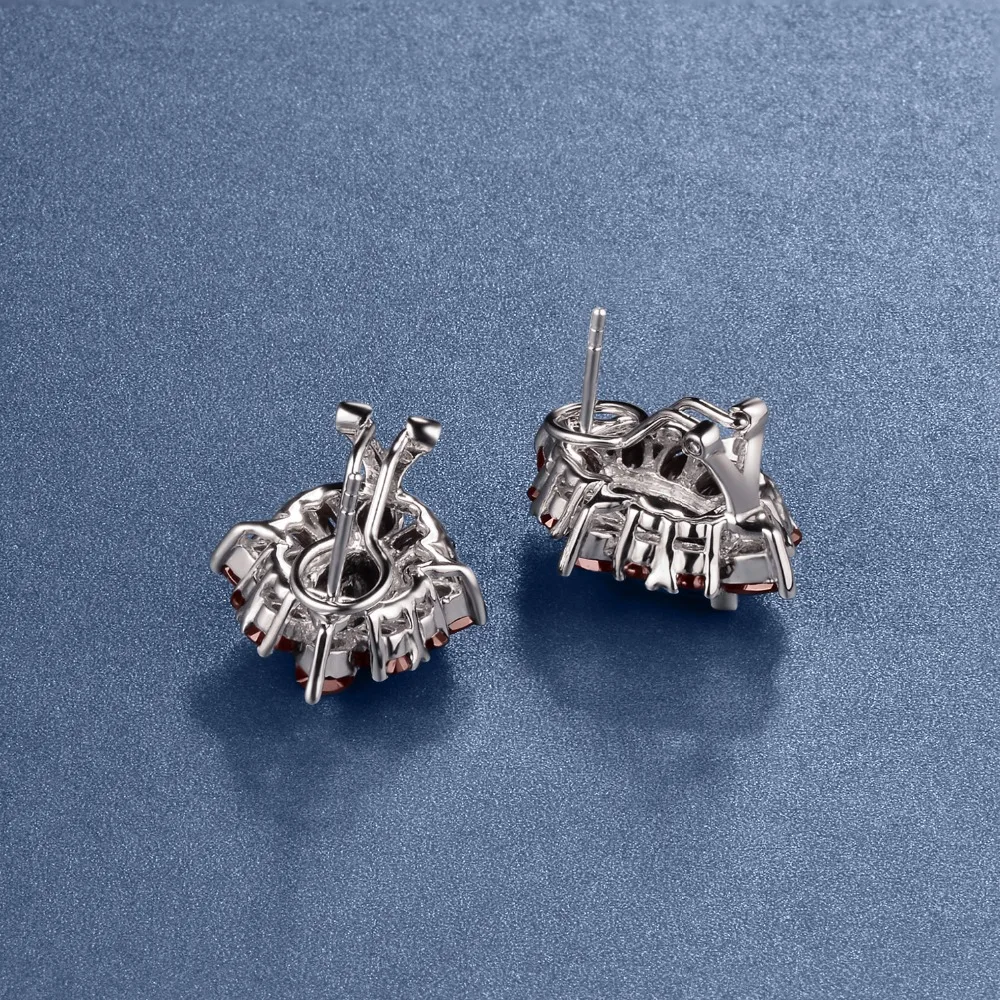 Hutang красный гранат клип серьги 14.5ct натуральный драгоценный камень Твердые 925 пробы серебряные ювелирные изделия Лучший подарок на Рождество