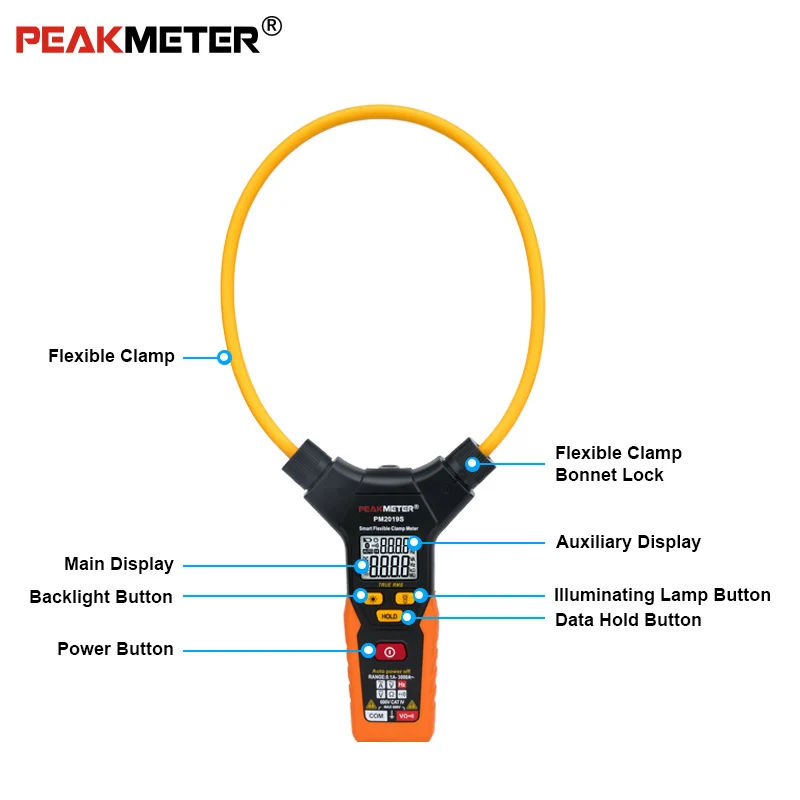 Цифровой мультиметр PEAKMETER PM2019S портативный цифровой с гибким зажимом переменного