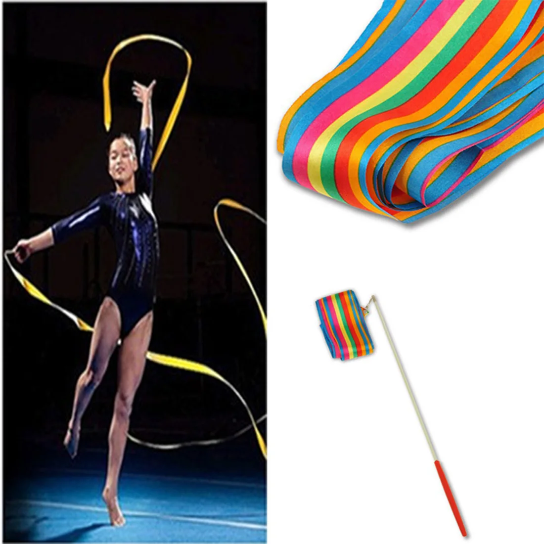 1 set/20 Pcs New Dance Ribbon Gym Rhythmic Gymnastics Art Gymnastic Ballet Streamer Twirling Rod High Quality | Спорт и развлечения