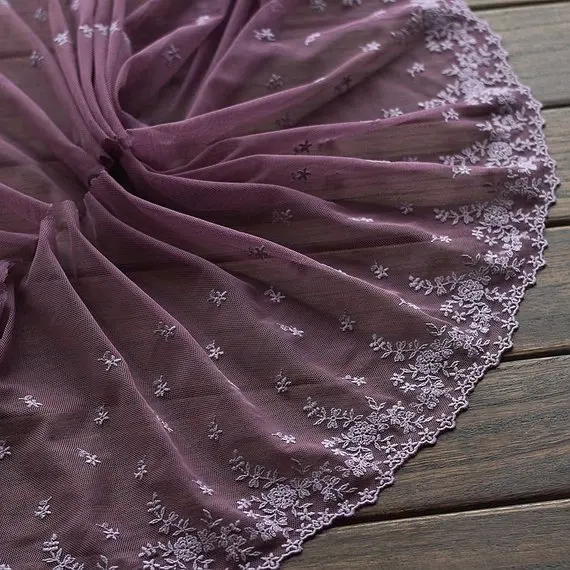 2 ярда кружевная отделка Цветочная вышивка Тюлевое кружево 7 87 дюйма в ширину