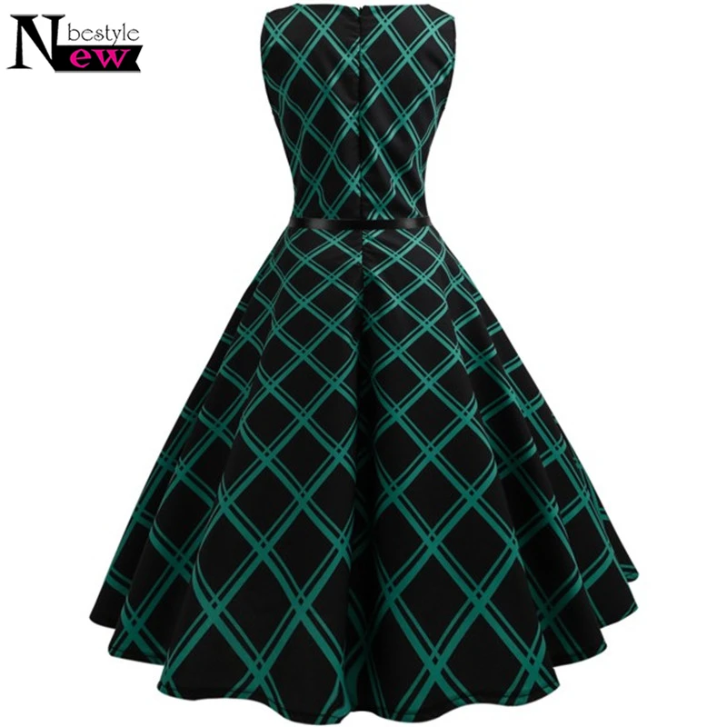 Клетчатое женское летнее платье с принтом Одри Хепберн 50 s 60 ретро свободное