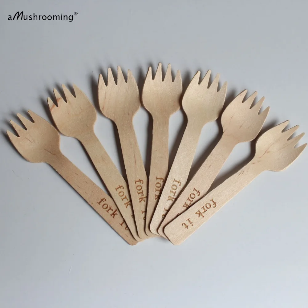 Индивидуальные мини вилки Sporks для свадьбы дня рождения торта набор из 200