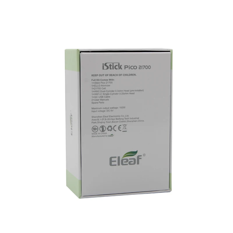 Набор Eleaf iStick Pico 21700 с атомайзером Ello 2 мл/4 мл 100 Вт вейп аккумулятором Iwith и