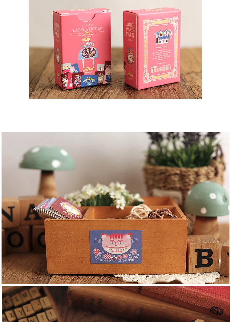 48 листов/упаковка новый мультфильм креативная наклейка серии Alice In Wonderland альбом