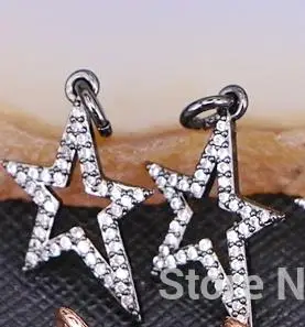 gun metal 10 шт. ZYZ185-8400 микро Pave CZ полые звезды Подвески для серьги ожерелье ювелирные украшения изготовление - Окраска металла: gun metal
