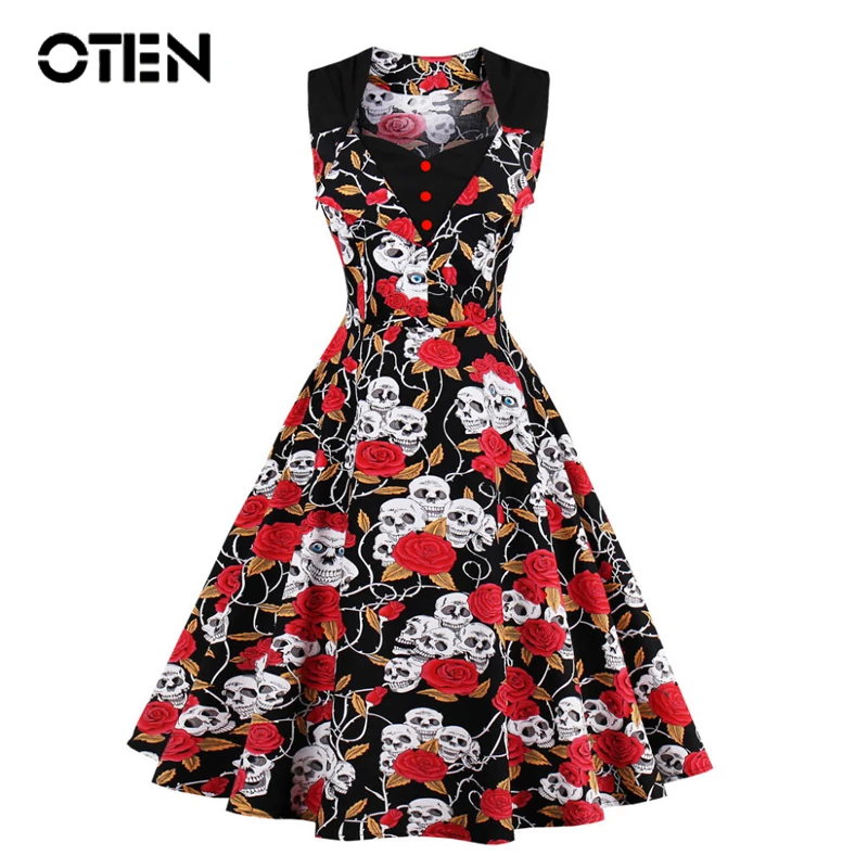 Отень Летняя женская обувь платье дамы midi vestido pin up Винтаж рокабилли Ретро 50 s 60 в