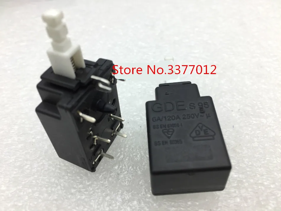

5pcs/lot Power switch GDE S95 6A 120A 250V with lock push switch 6 feet