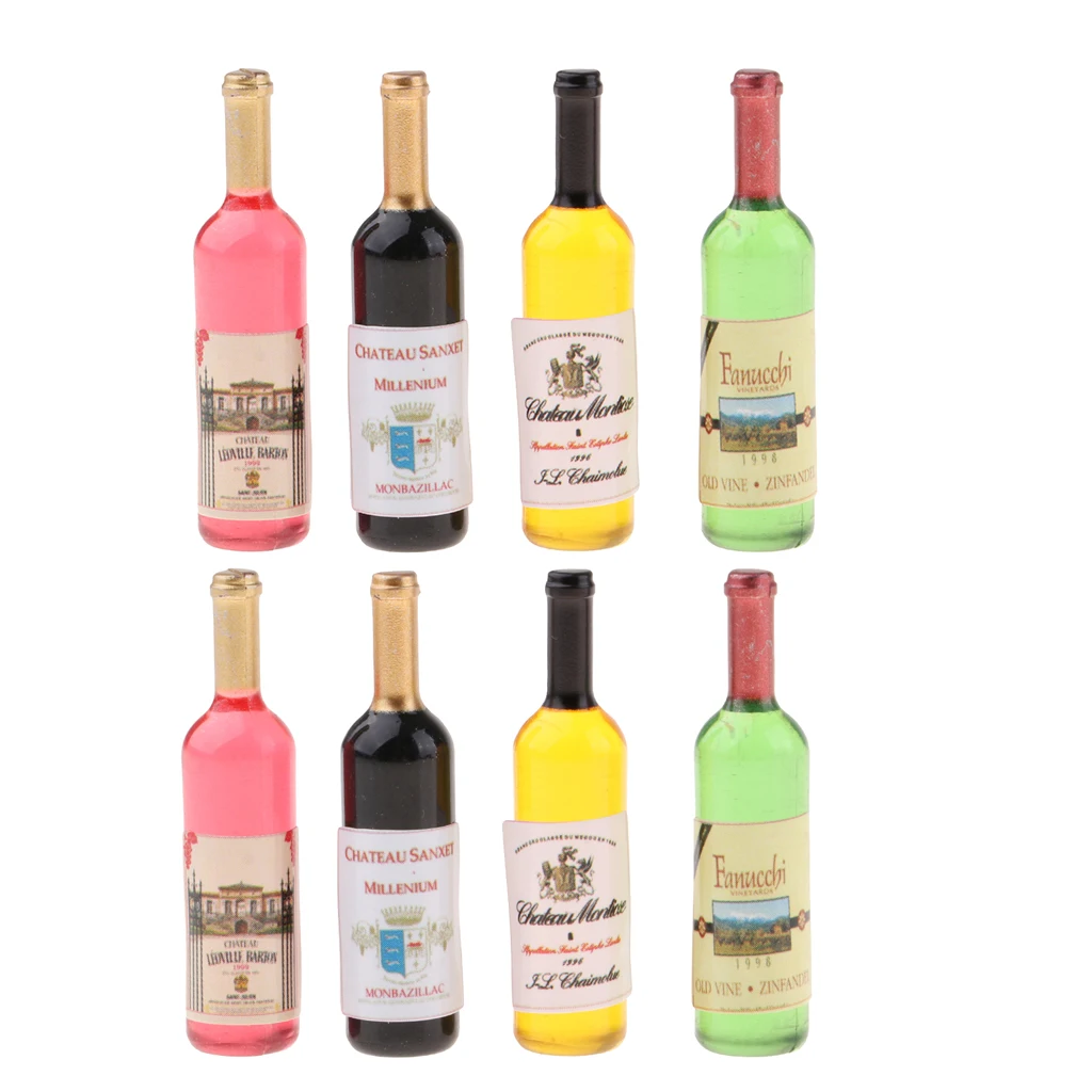 

Pack of 8 Dollhouse Miniature Wine Bottle Wine Bottles Model for 1:12 scale