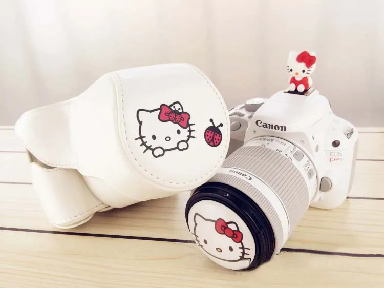 Roadfisher рисунок «Hello Kitty» печати искусственная кожа Камера сумка Вставить чехол защищает крышку для Canon EOS M3 M2 M10 100D sony A5000 a5100 A6000