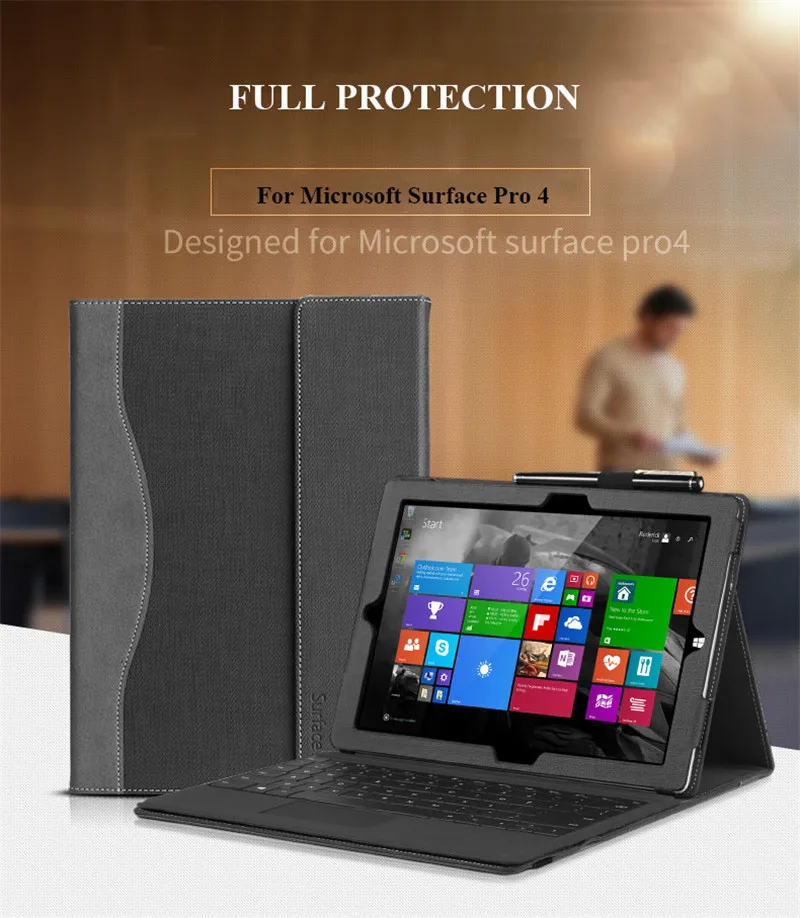 Чехол для планшета для microsoft Surface Pro 4 5 Чехол 12,3 ''PU кожаный чехол-подставка для Surface Pro 6 полная Защита оболочки