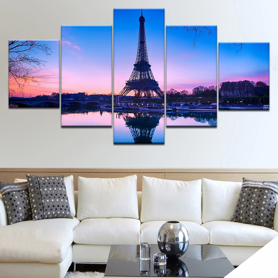 

Модульная Картина на холсте, принты, 5 шт., Парижская башня, настенные картины на холсте для гостиной, настенный постер, декоративные картины,...