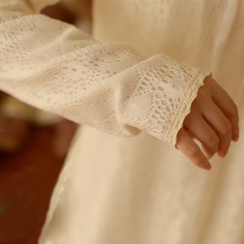 Женское кружевное платье с длинным рукавом белое винтажное воротником Питер Пэн